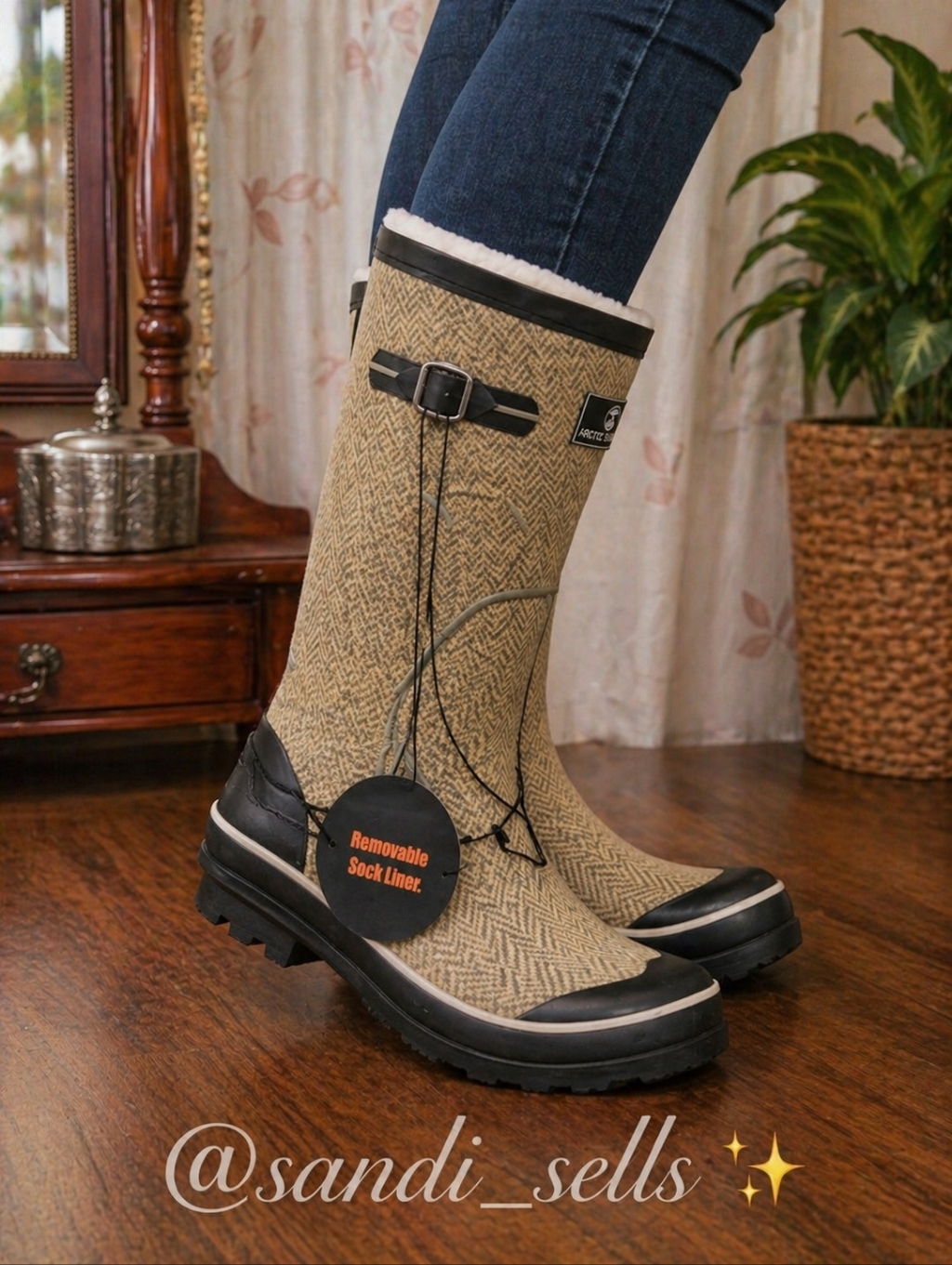 Nwt Women's Artic Shield Tan Waterproof Winter Rain Boots With Removable Liner